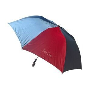 Pierre Cardin Classic Vintage Mini Umbrella With‎ Wooden Handle Blue Maroon